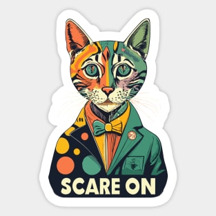 Halloween 'scare on' retro cat Sticker